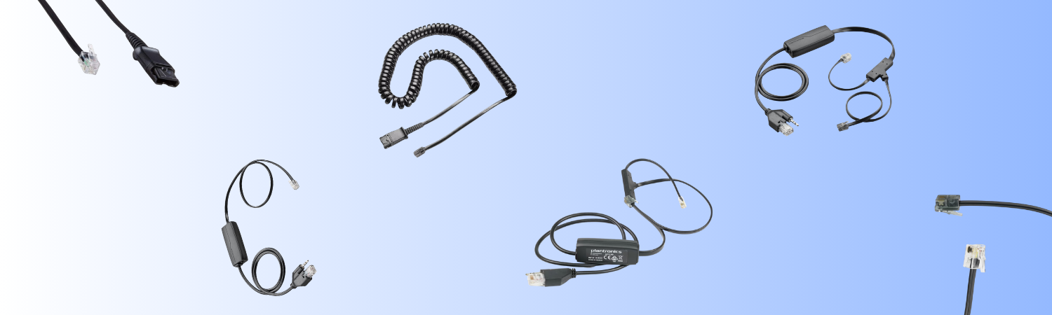 Poly APV-63 EHS adapter, Yealink EHS40, Poly DA85 USB to QD adapter, Plantronics U10 QD cable